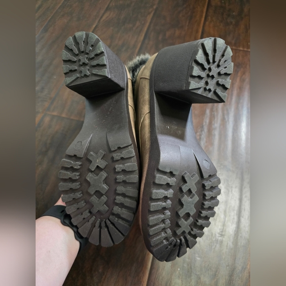 Just Fab Womens Lace Up Fur Topped Ankle Boots Size 8 - Picture 5 of 12